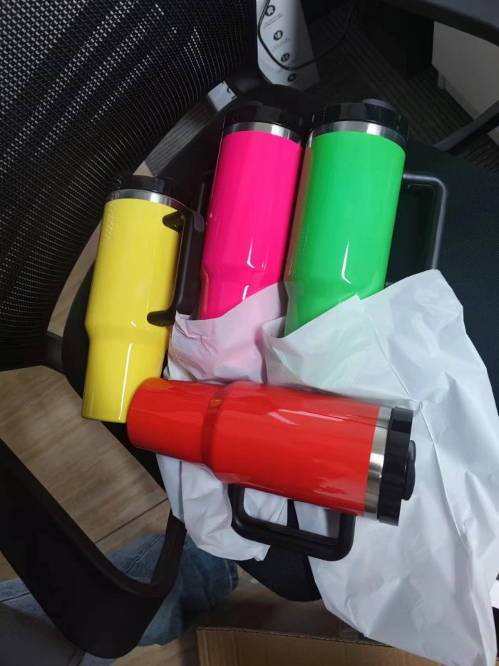 US warehouse 40oz sublimation neon color tumbler with handle