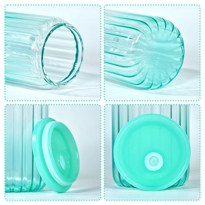 USA warehouse new design 16oz sublimation single wall gradient color Ribbed inner wall glass can 25pcs/carton