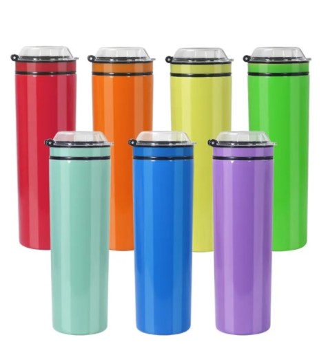 20oz colorful straight tapered skinny tumbler with snack lids -Non sub
