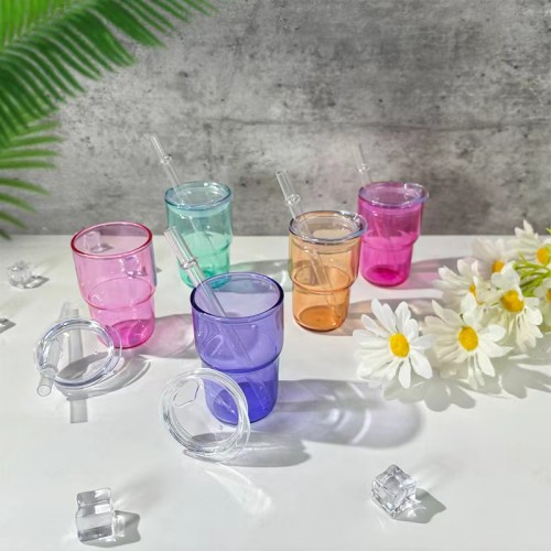3oz Colorful Sublimation jelly Glass Tumbler,with plastic lid and straw 12pcs 24pcs 48pcs