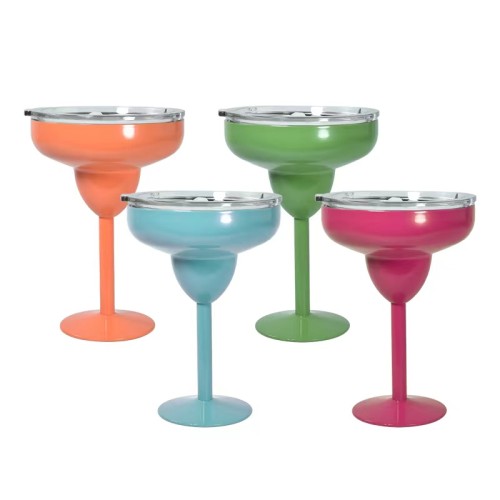 US Warehouse 304 Stainless Steel Spray Painting 8oz Martini Wine Tumbler with Plastic Lid  12pcs/carton