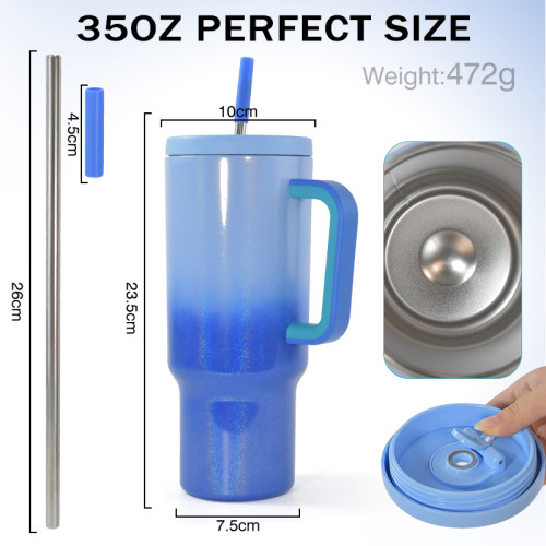 China warehouse 35OZ Shimmer tumbler with Leak proof lid(The handle can't be removed)
