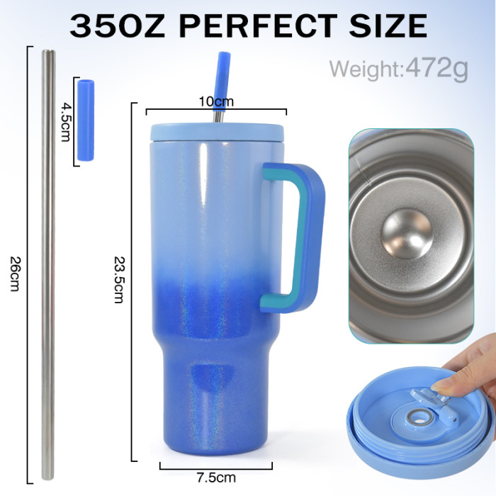 China warehouse 35OZ Shimmer tumbler with Leak proof lid(The handle can't be removed)