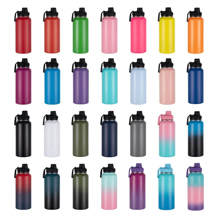 China Warehouse 32oz powder coated sports water bottle with Magnetic Lids/phone holder