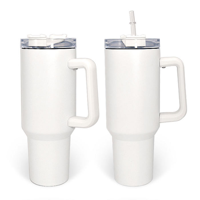 US warehouse RTS 40oz sublimation white to green/blue glow in dark tumbler with handle 12pcs/case