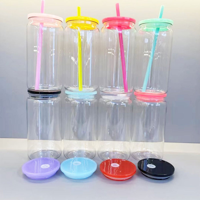 USA RTS 16oz Snow Globe Double Wall Colorful Sublimation snow globe Glass Beer Can With Pre Drilled Hole And Plugs 25pcs/case