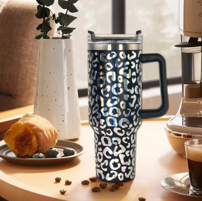 CN warehouse 40oz holographic leopard tumbler with assorted colors  20pcs/case