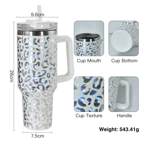 USA warehouse 40oz holographic leopard tumbler with assorted colors  20pcs/case