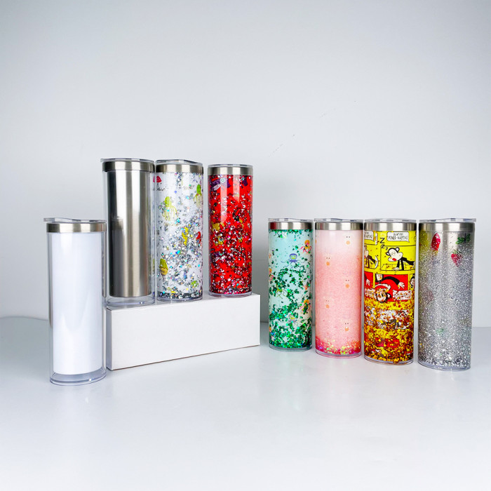 CN Warehouse 20oz Sublimation Story Board Stainless Steel Double Wall Snow Globe Tumbler With Plug  25pcs/case