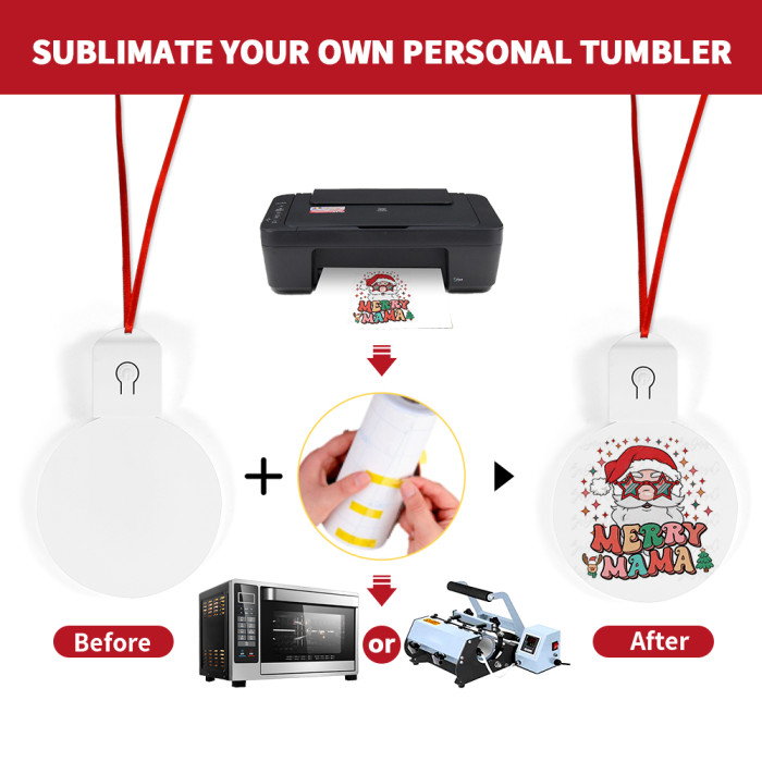 USA warehouse Sublimation White Acrylic LED Light Ornaments 50pcs/carton