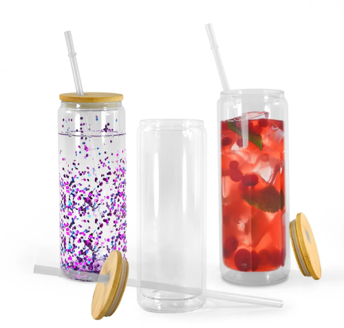 US warehouse 25oz pre-drilled double wall snow globe cola-shaped sublimation glass tumblers with plug 25pcs/case