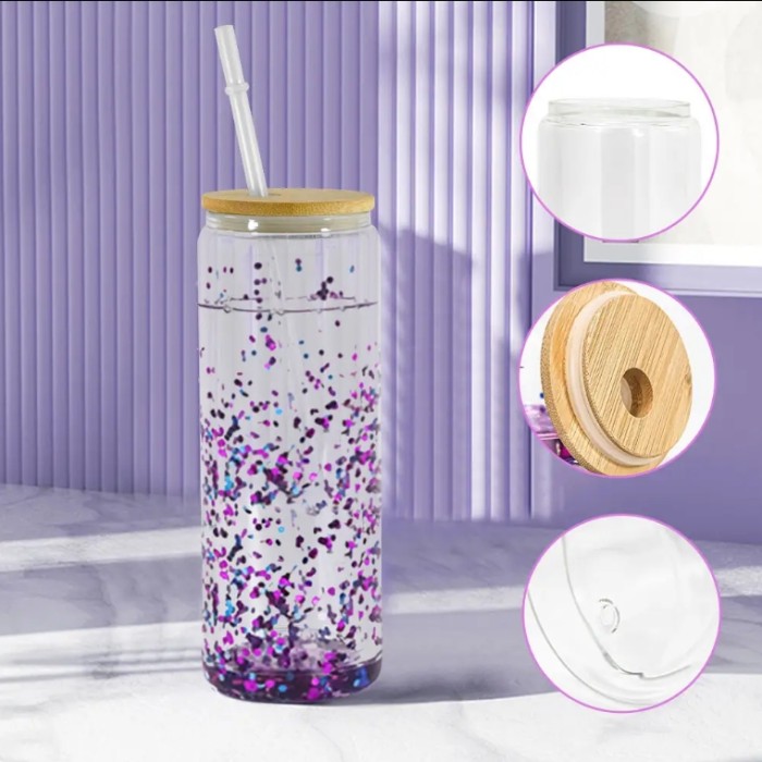 US warehouse 25oz pre-drilled double wall snow globe cola-shaped sublimation glass tumblers with plug 25pcs/case