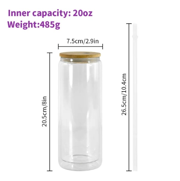 US warehouse 25oz pre-drilled double wall snow globe cola-shaped sublimation glass tumblers with plug 25pcs/case