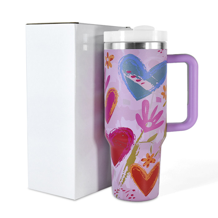 AGH 1 Pack 40oz stainless steel double wall vacuum mug handle tumbler with lid and straw For women Mom and Grandma sister