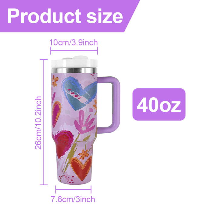 AGH 1 Pack 40oz stainless steel double wall vacuum mug handle tumbler with lid and straw For women Mom and Grandma sister