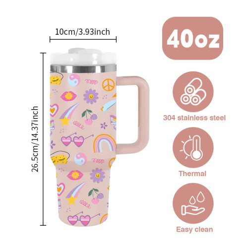 AGH 1pc 40oz Tumbler with handle reusable coffee tumbler travel mug stainless steel wide mouth thermal cup For women Mom and Grandma sister