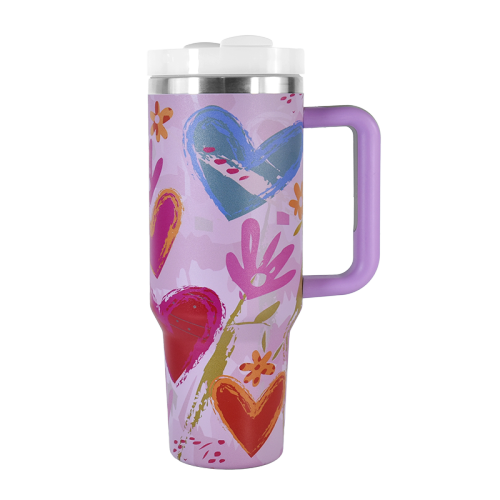 AGH 1 Pack 40oz stainless steel double wall vacuum mug handle tumbler with lid and straw For women Mom and Grandma sister