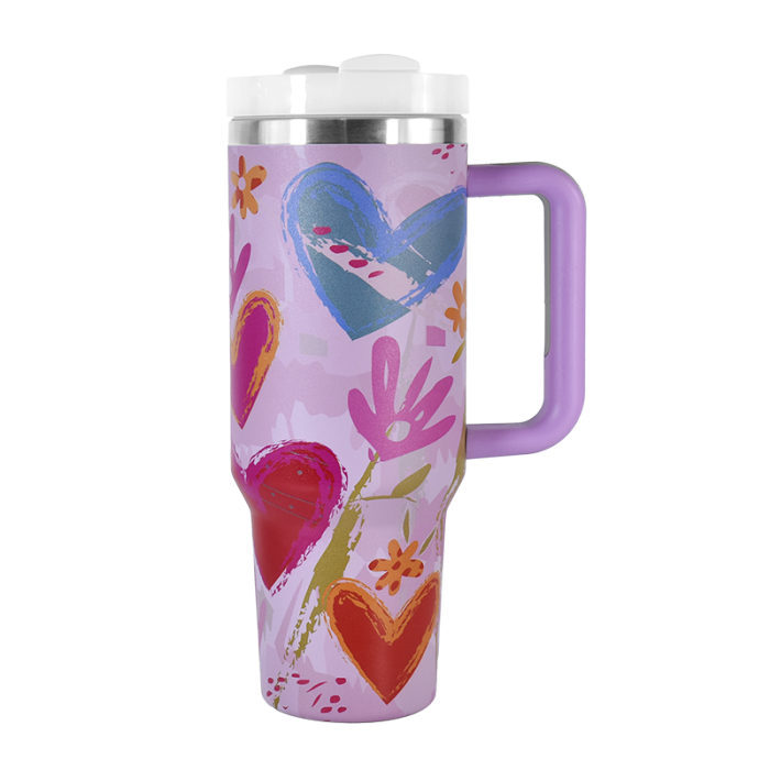 AGH 1 Pack 40oz stainless steel double wall vacuum mug handle tumbler with lid and straw For women Mom and Grandma sister