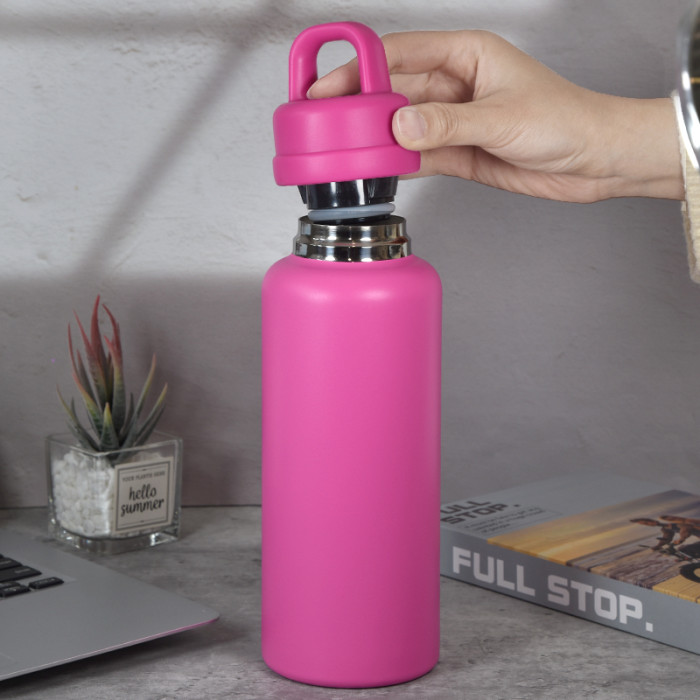 AGH 1pc New Tumbler 26oz Leak Proof Sports Water Bottle with One-Punch Opener Handle Lid - Stainless Steel - Portable