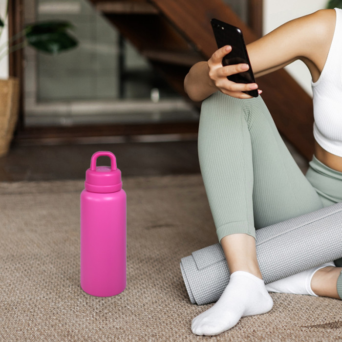 AGH 1pc New Tumbler 26oz Leak Proof Sports Water Bottle with One-Punch Opener Handle Lid - Stainless Steel - Portable