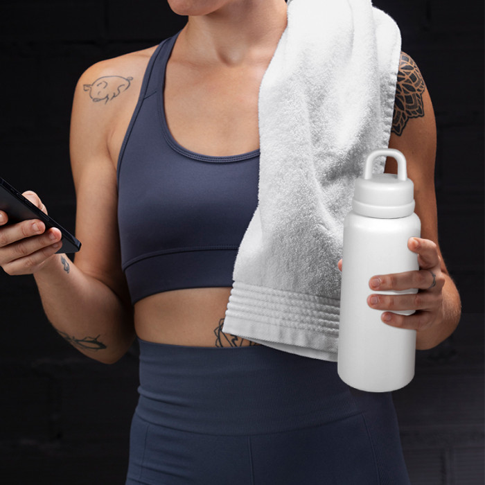 AGH 1pc New Tumbler 26oz Leak Proof Sports Water Bottle with One-Punch Opener Handle Lid - Stainless Steel - Portable