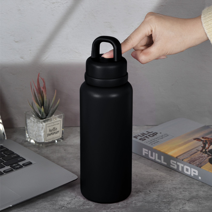 AGH 1pc New Tumbler 26oz Leak Proof Sports Water Bottle with One-Punch Opener Handle Lid - Stainless Steel - Portable