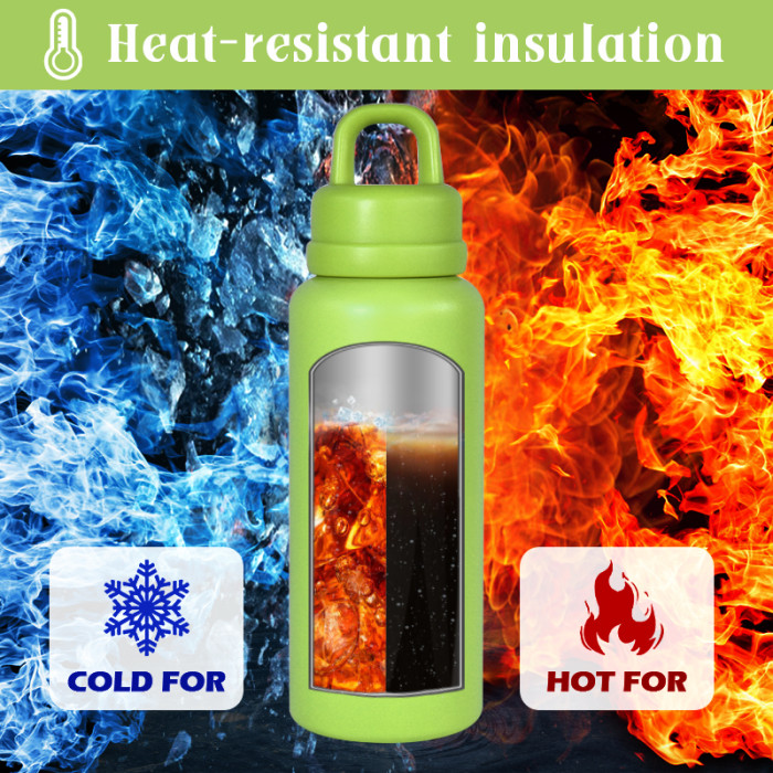 AGH 1pc New Tumbler 26oz Leak Proof Sports Water Bottle with One-Punch Opener Handle Lid - Stainless Steel - Portable