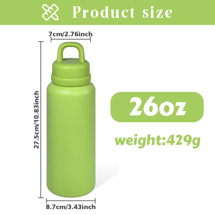 AGH 1pc New Tumbler 26oz Leak Proof Sports Water Bottle with One-Punch Opener Handle Lid - Stainless Steel - Portable