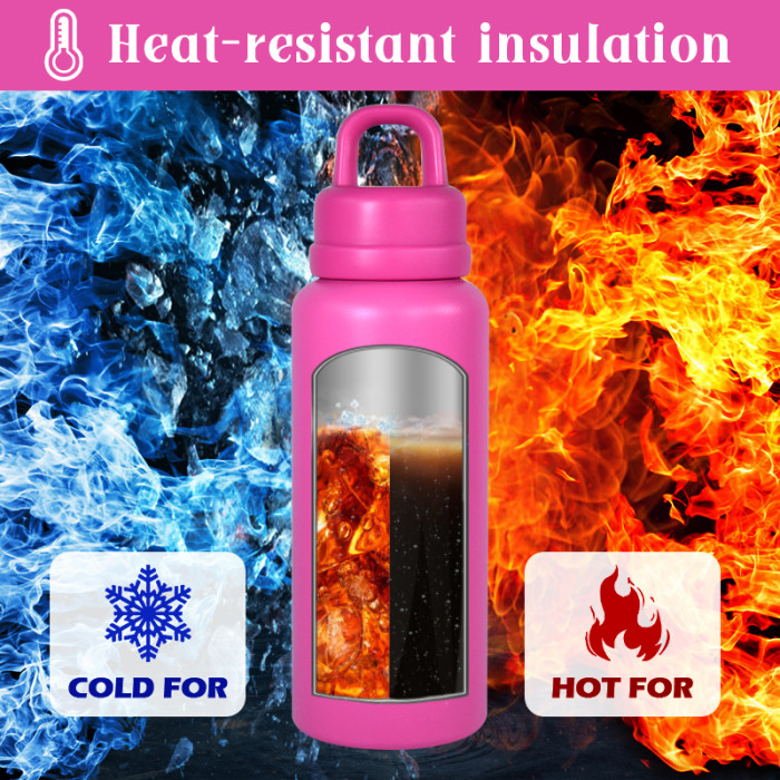 AGH 1pc New Tumbler 26oz Leak Proof Sports Water Bottle with One-Punch Opener Handle Lid - Stainless Steel - Portable