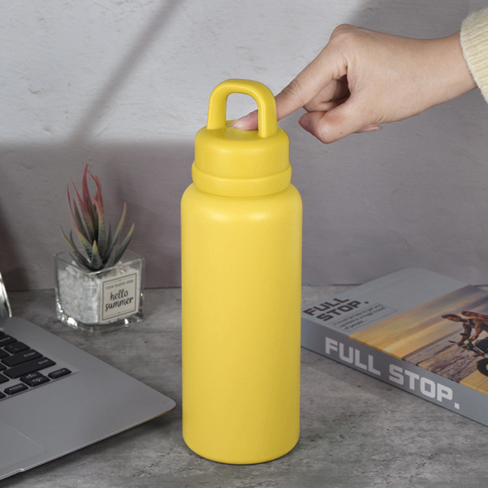 AGH 1pc New Tumbler 26oz Leak Proof Sports Water Bottle with One-Punch Opener Handle Lid - Stainless Steel - Portable