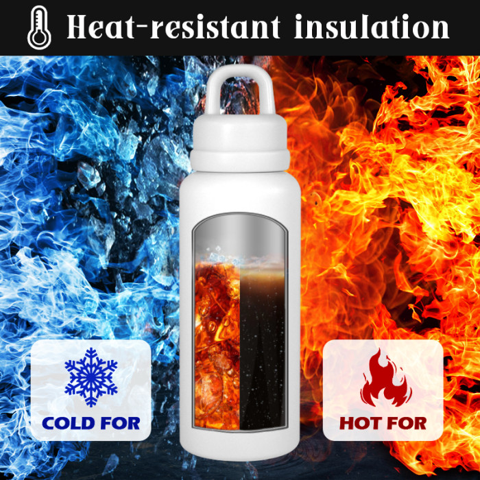 AGH 1pc New Tumbler 26oz Leak Proof Sports Water Bottle with One-Punch Opener Handle Lid - Stainless Steel - Portable