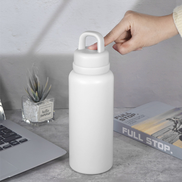 AGH 1pc New Tumbler 26oz Leak Proof Sports Water Bottle with One-Punch Opener Handle Lid - Stainless Steel - Portable