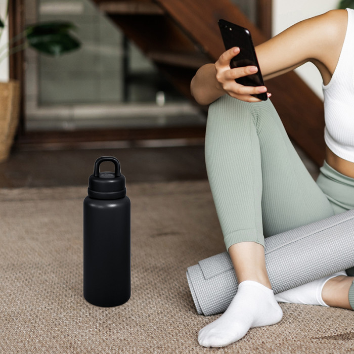 AGH 1pc New Tumbler 26oz Leak Proof Sports Water Bottle with One-Punch Opener Handle Lid - Stainless Steel - Portable