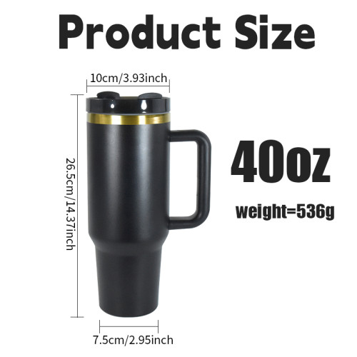 AGH 6pcs family pack - 40oz H2.0 copper rim handle tumbler with lid and straw - Black