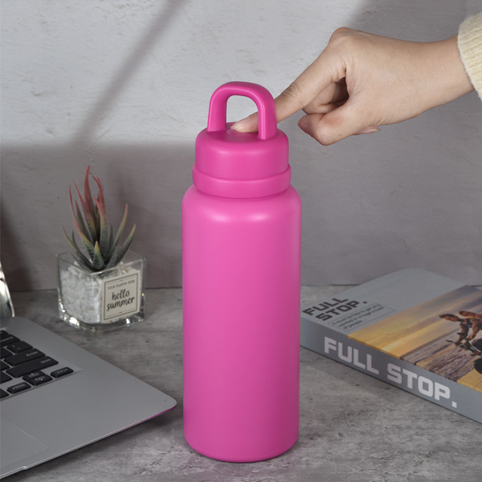 AGH 1pc New Tumbler 26oz Leak Proof Sports Water Bottle with One-Punch Opener Handle Lid - Stainless Steel - Portable