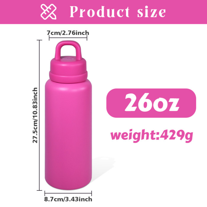 AGH 1pc New Tumbler 26oz Leak Proof Sports Water Bottle with One-Punch Opener Handle Lid - Stainless Steel - Portable