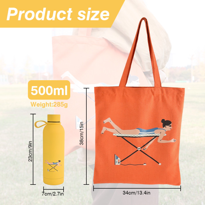 4 Pack for sports lover and bookish US Warehouse digital printing Sports Canvas Carry Tote Bag Fashion Set, 17oz Insulated Sports Water Bottle Gift Set