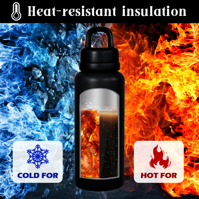 AGH 1pc New Tumbler 26oz Leak Proof Sports Water Bottle with One-Punch Opener Handle Lid - Stainless Steel - Portable