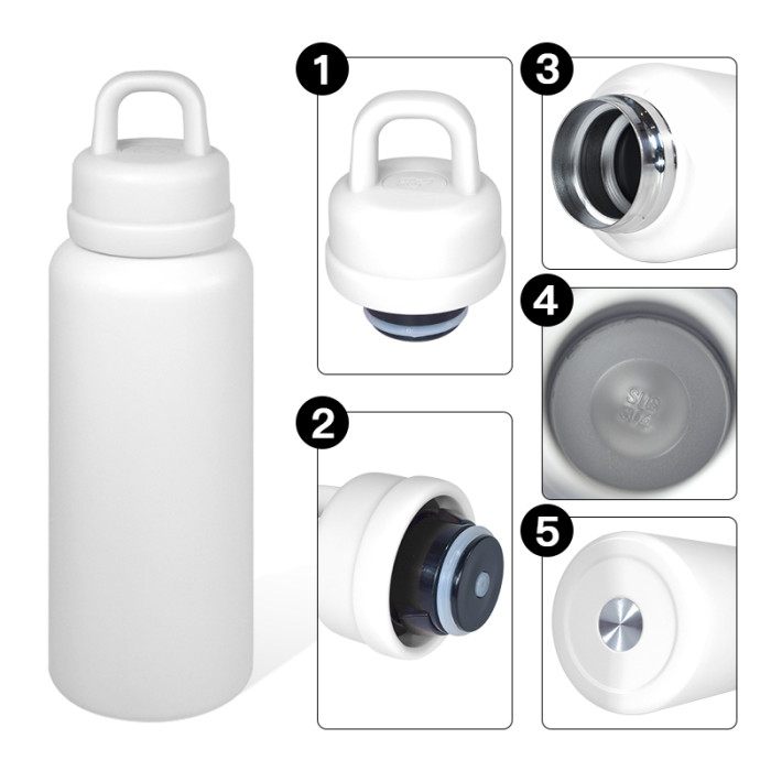 AGH 1pc New Tumbler 26oz Leak Proof Sports Water Bottle with One-Punch Opener Handle Lid - Stainless Steel - Portable