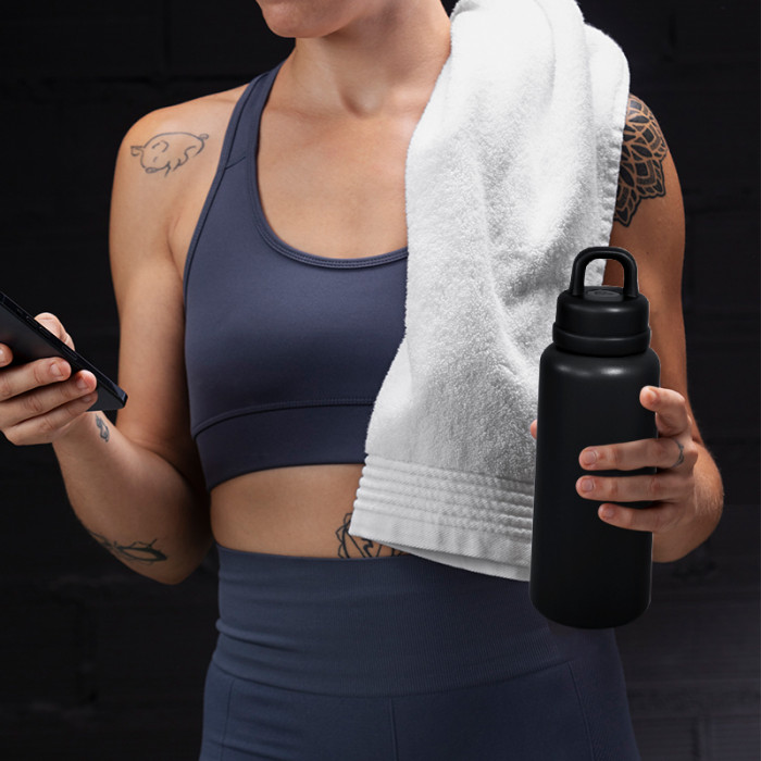 AGH 1pc New Tumbler 26oz Leak Proof Sports Water Bottle with One-Punch Opener Handle Lid - Stainless Steel - Portable