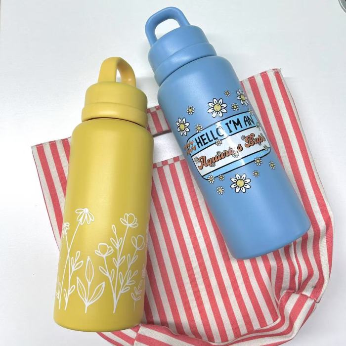 AGH 1pc New Tumbler 26oz Leak Proof Sports Water Bottle with One-Punch Opener Handle Lid - Stainless Steel - Portable