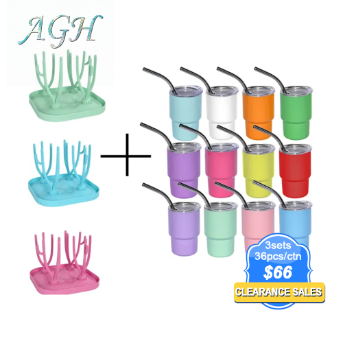RTS CN Warehouse stocked 3oz sublimation mini shot glasses with plastic tray