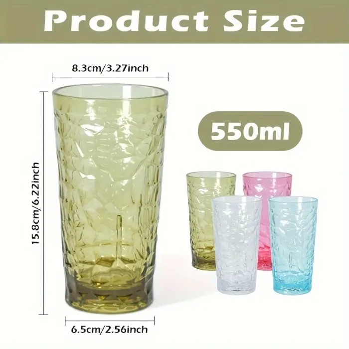 CLEARANCE US Warehouse BPA FREE Diamond style18oz 550ml acrylic vintage  beer Mug 8 Pack and 12 Pack drinking set