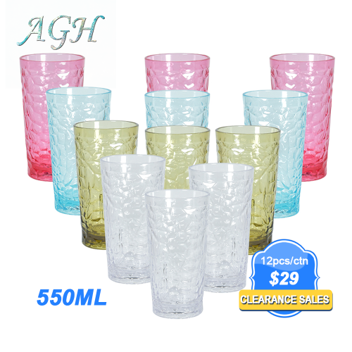 CLEARANCE US Warehouse BPA FREE Diamond style18oz 550ml acrylic vintage  beer Mug 8 Pack and 12 Pack drinking set