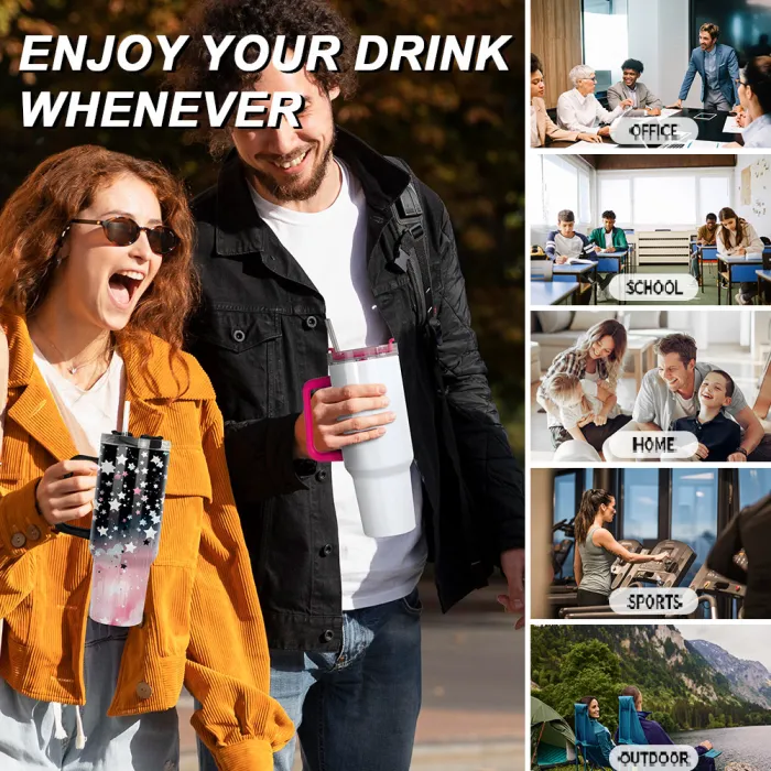 RTS USA warehouse 40oz sublimation glossy tumbler with colored handles