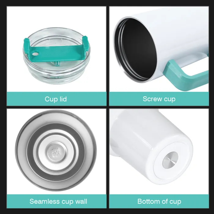 RTS USA warehouse 40oz sublimation glossy tumbler with colored handles