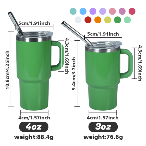 China warehouse 3OZ/4OZ mini coloring sublimation 40oz-shaped handle tumbler travel coffee mug with plastic removable handle or no- removable metal handle