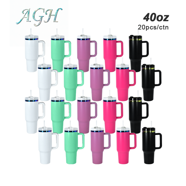US Warehouse stocked 40oz  rainbow plated powder coated tumbler mixed colors 20pcs/carton