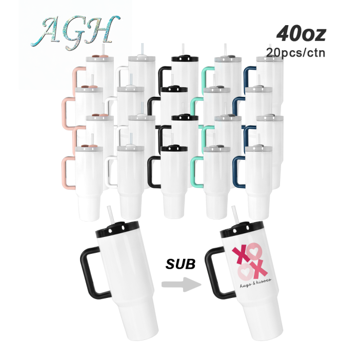 Us wraehouse RTS H2.0 40oz sublimation mugs with colorful handles