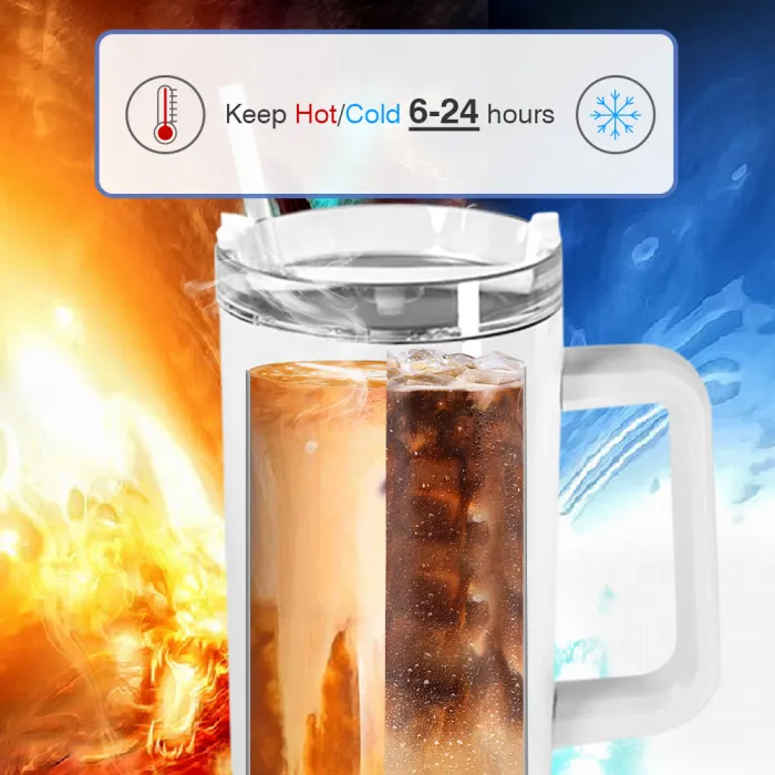 RTS USA warehouse 40oz sublimation glossy tumbler with colored handles